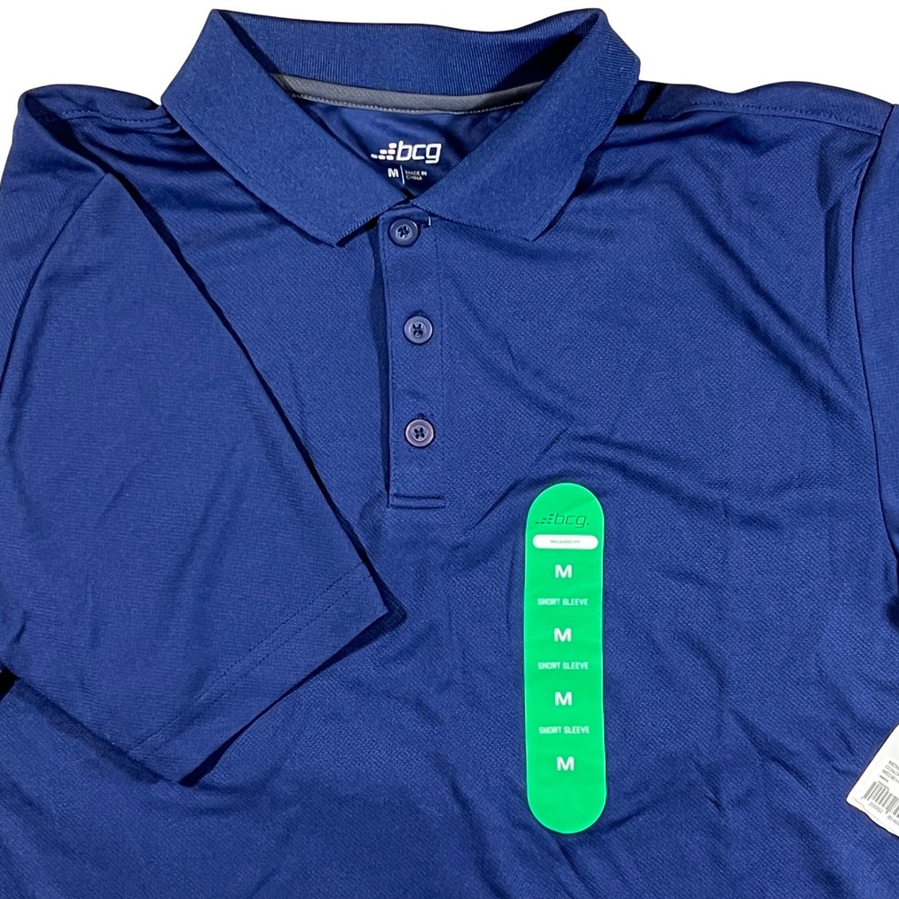 BCG Polo Shirt Mens Medium Navy Blue NEW Short Sleeve Performance Golf Athletic
